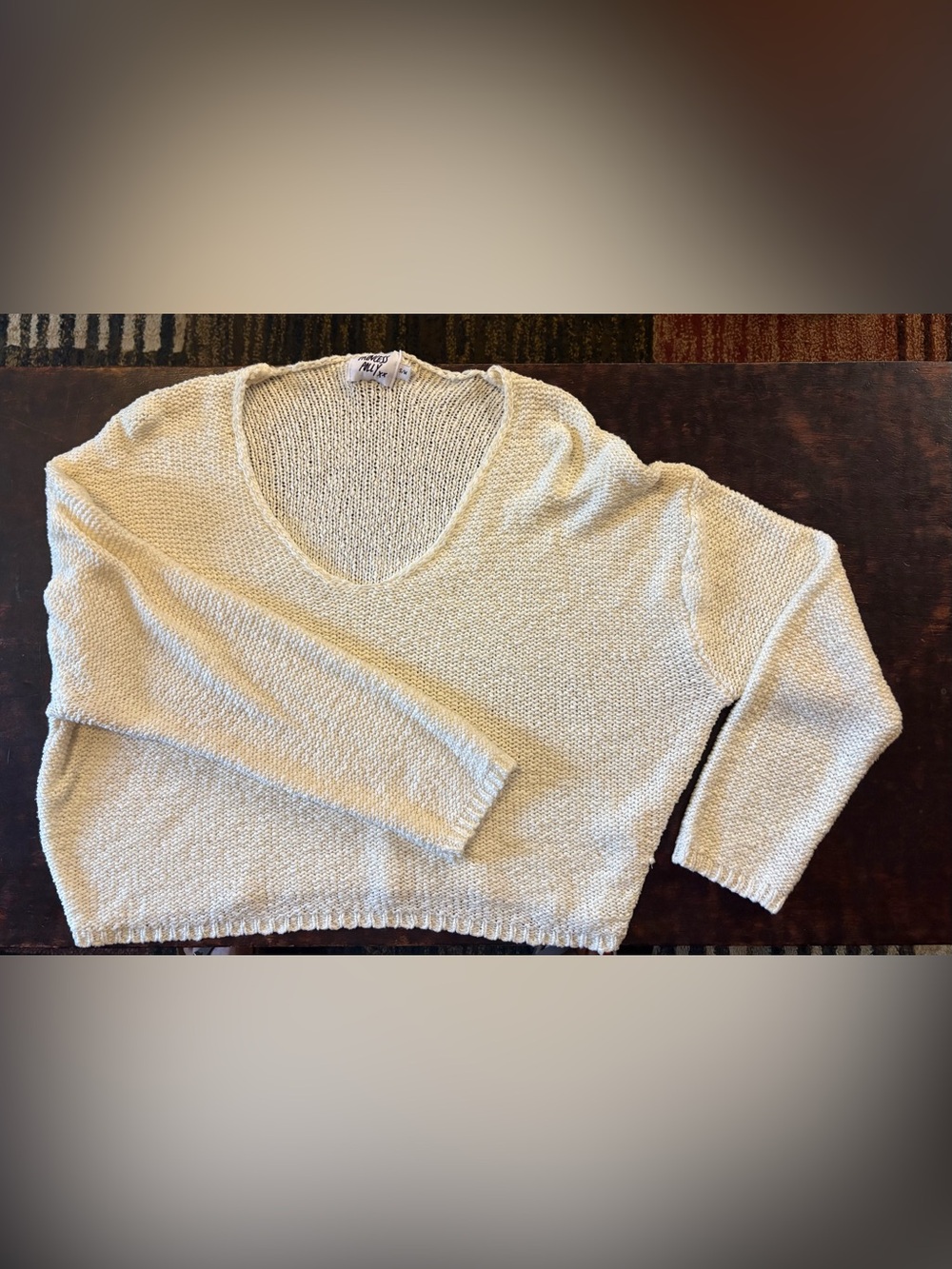 Princess Polly Cropped V-Neck Knit Sweater - Cream